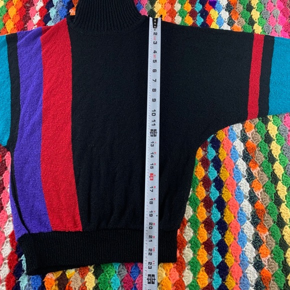 Vintage 90s West Coast Connection Lightweight Colorblock Art Turtleneck … - Picture 12 of 16